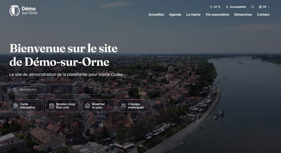 Aperçu du site Démo-sur-Orne : actualités, agenda et menu principal